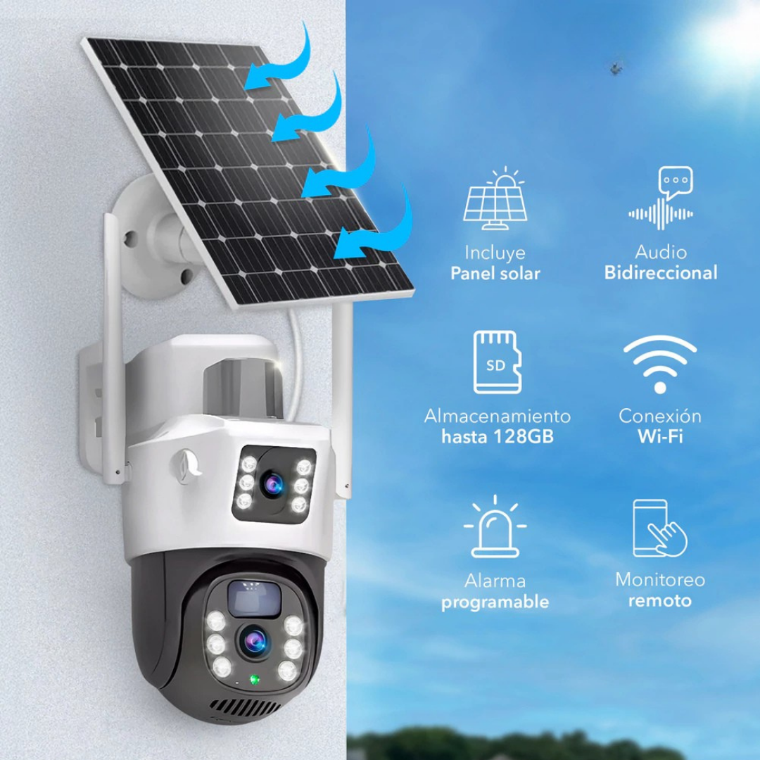 🔒 Cámara de Seguridad Inalámbrica con Batería Solar – 🔋🌞 Protección Inteligente, Sin Cables